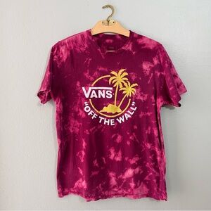 🌱5/$25🌱 Vans | Maroon Bleach-Dyed Tie-Dye Tee Shirt with Logo